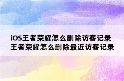 iOS王者荣耀怎么删除访客记录 王者荣耀怎么删除最近访客记录